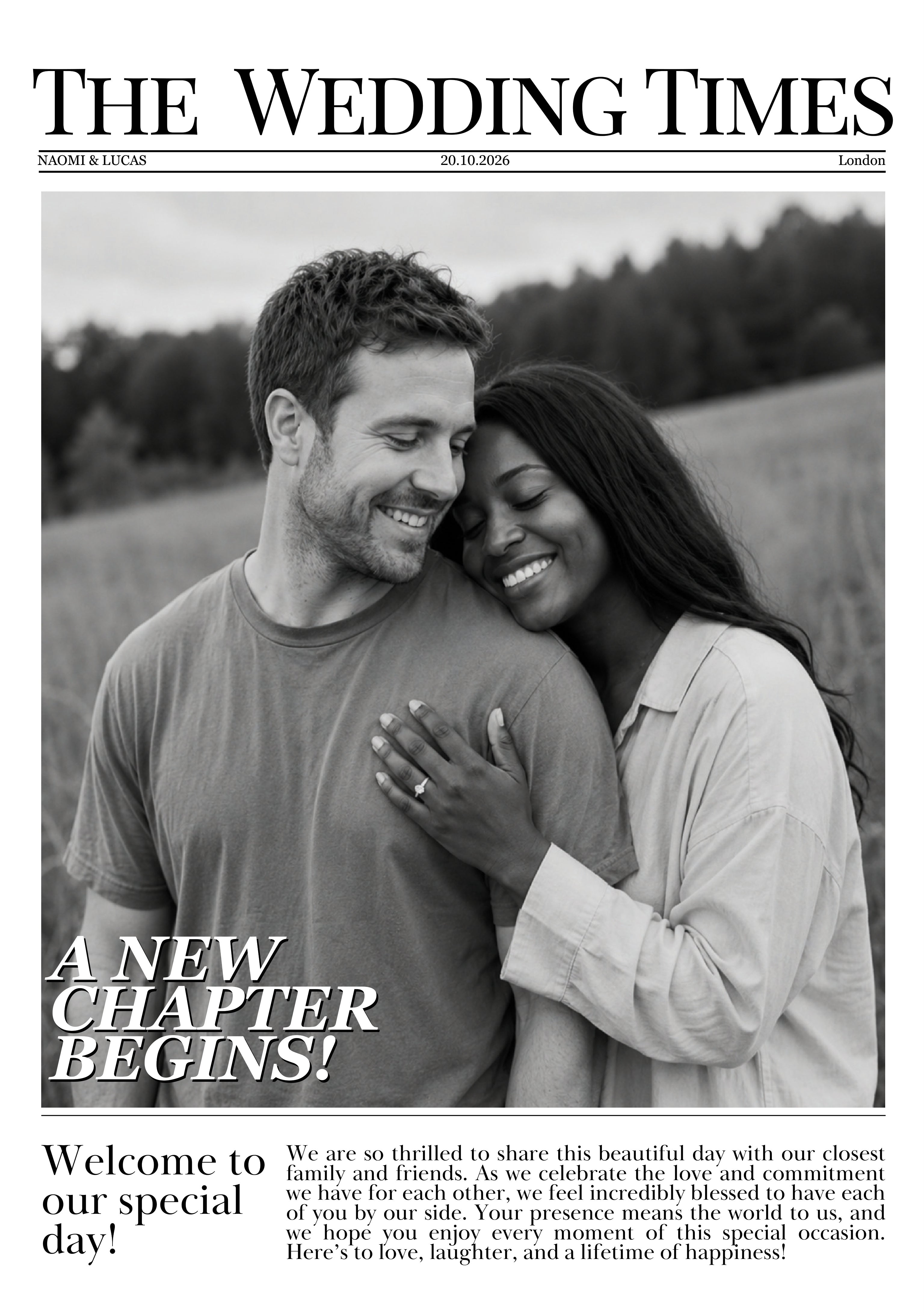 Second Elovaine wedding newspaper template